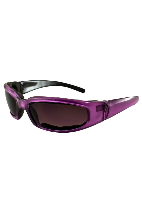 Chix Rally Purple Padded Motorcycle Glasses Smoke Gradient Lenses