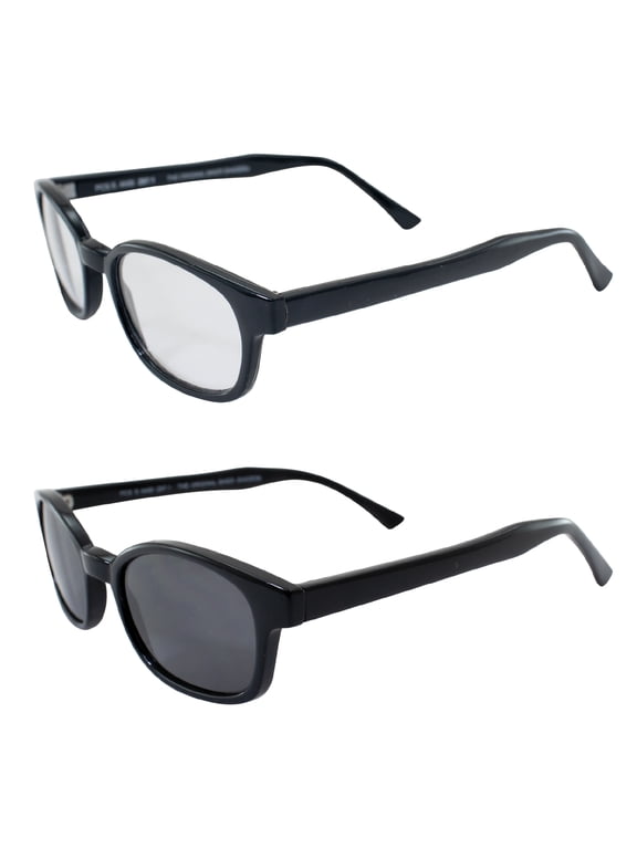 Original KD's Biker Sunglasses 2-pack Clear and Smoke Lenses