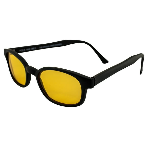 Pacific Coast Sunglasses Original KD's Biker Sunglasses Black Frame Yellow Lenses