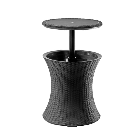 Pacific Cool Bar Outdoor Patio Furniture and Hot Tub Side Table with 7.5 Gallon Beer and Wine Cooler, Espresso Brown
