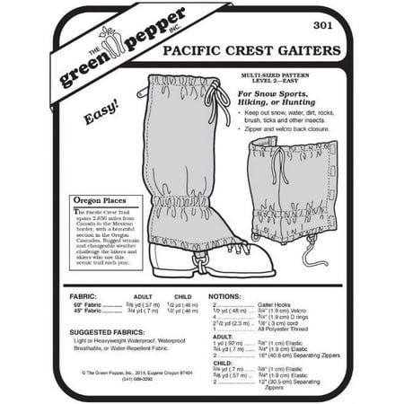 Pacific Crest Gaiters Leg Protection #301 Sewing Pattern (Pattern Only)