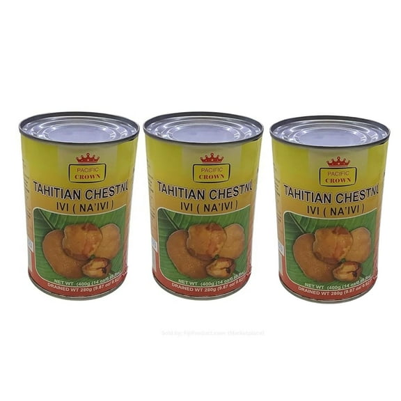 Pacific Crown Tahitian Chestnut (Pack Of 3 x 280g Ea Can) Fiji NA'IVI Imported from Fiji Islands