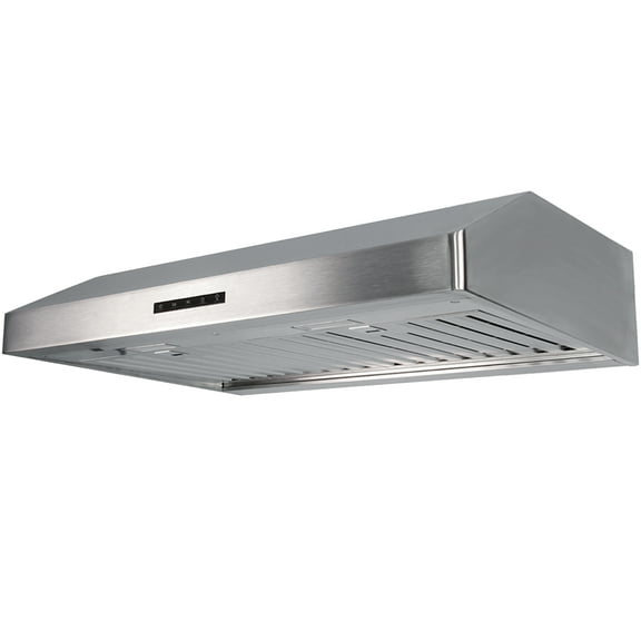 Pacific Economy Pro Under Cabinet Ducted Range Hood 30 inch - 850 CFM 3-Speed Powerful Kitchen Vent Hood - Electric Stainless Steel - Ultra Quiet, Glass Touch Control, 6W LED Lights PR6830AS