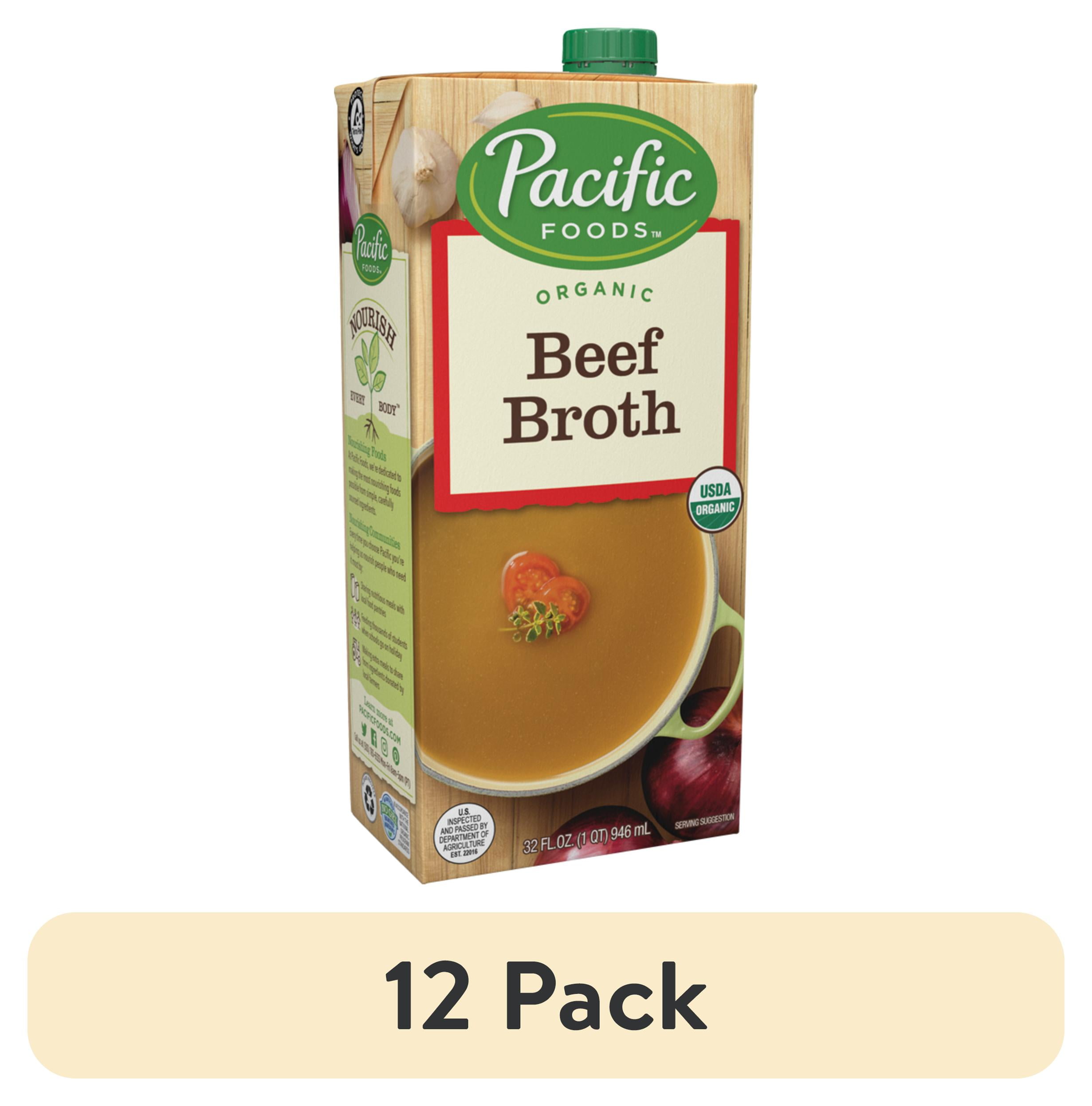 (12 pack) Pacific Foods Organic Beef Broth, 32 oz Carton