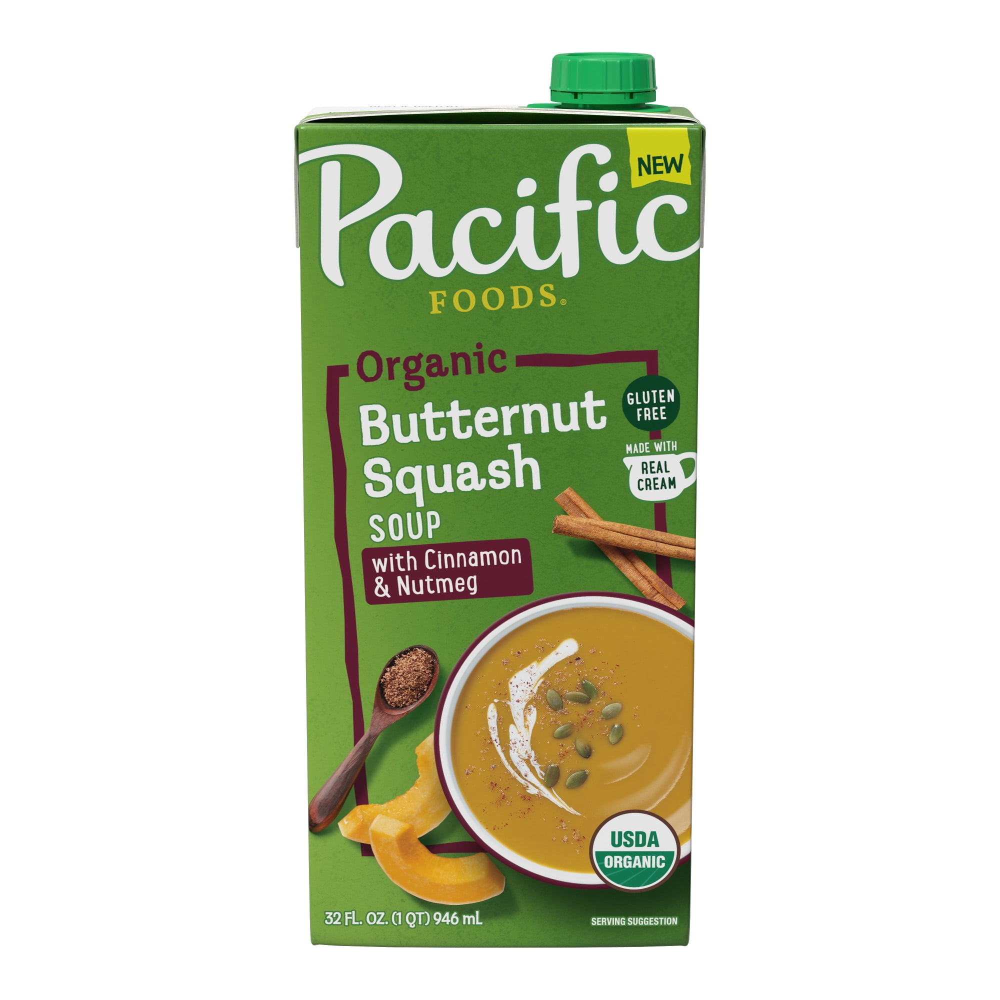 Pacific Foods Organic Butternut Squash Soup with Cinnamon and Nutmeg, 32 oz Carton