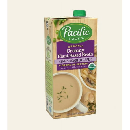 Pacific Foods Organic Creamy Plant-Based Broth Herb and Roasted Garlic, 32 Oz - Pack Of 3