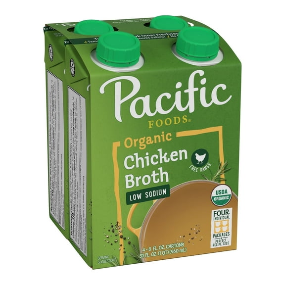 Pacific Foods Organic Free Range Chicken Broth Low Sodium -- 8 fl oz Each Pack of 3