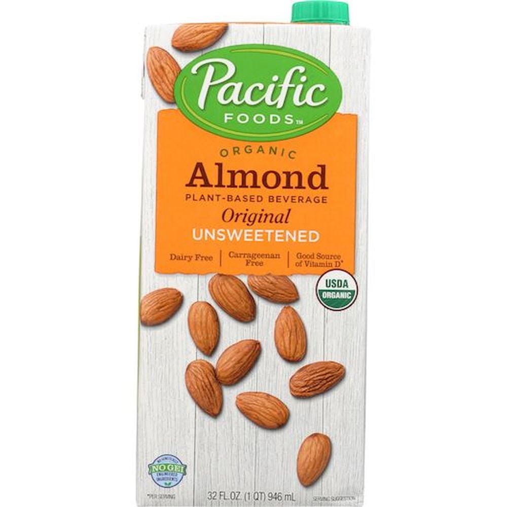 Pacific Foods Organic Original Unsweetened Almond Beverage, 32 Fluid Ounce -- 12 per Case.