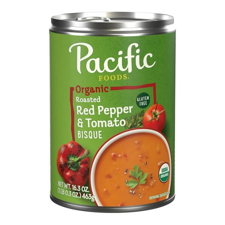 Pacific Foods Organic Roasted Red Pepper and Tomato Bisque Soup, 16.3 oz Can