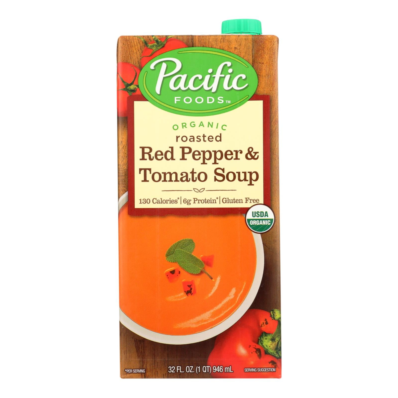 Pacific Foods Organic Soup Gluten Free Roasted Red Pepper and Tomato 32