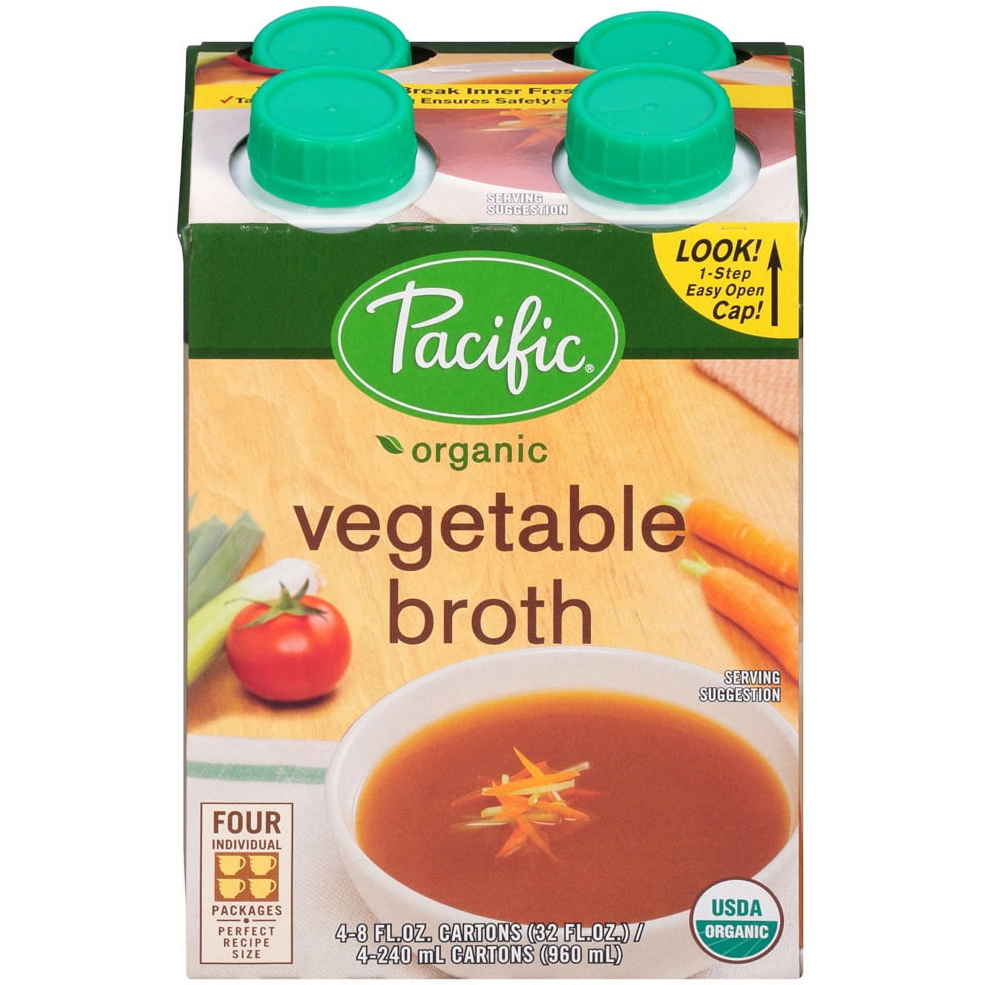 Pacific Foods Organic Vegetable Broth, 8oz, 4pack