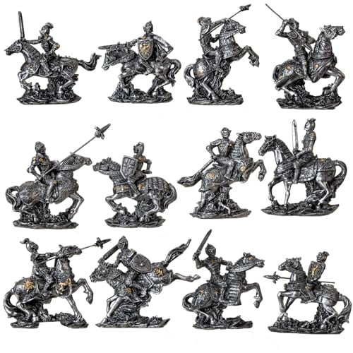 Pacific Giftware 12 Miniature Medieval Knight Figurines Collectible Resin Knights