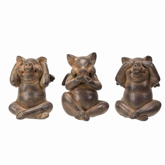 Pacific Giftware 4" Tall See, Hear, Speak No Evil Flying Pig Resin Figurine Set, Home Decor