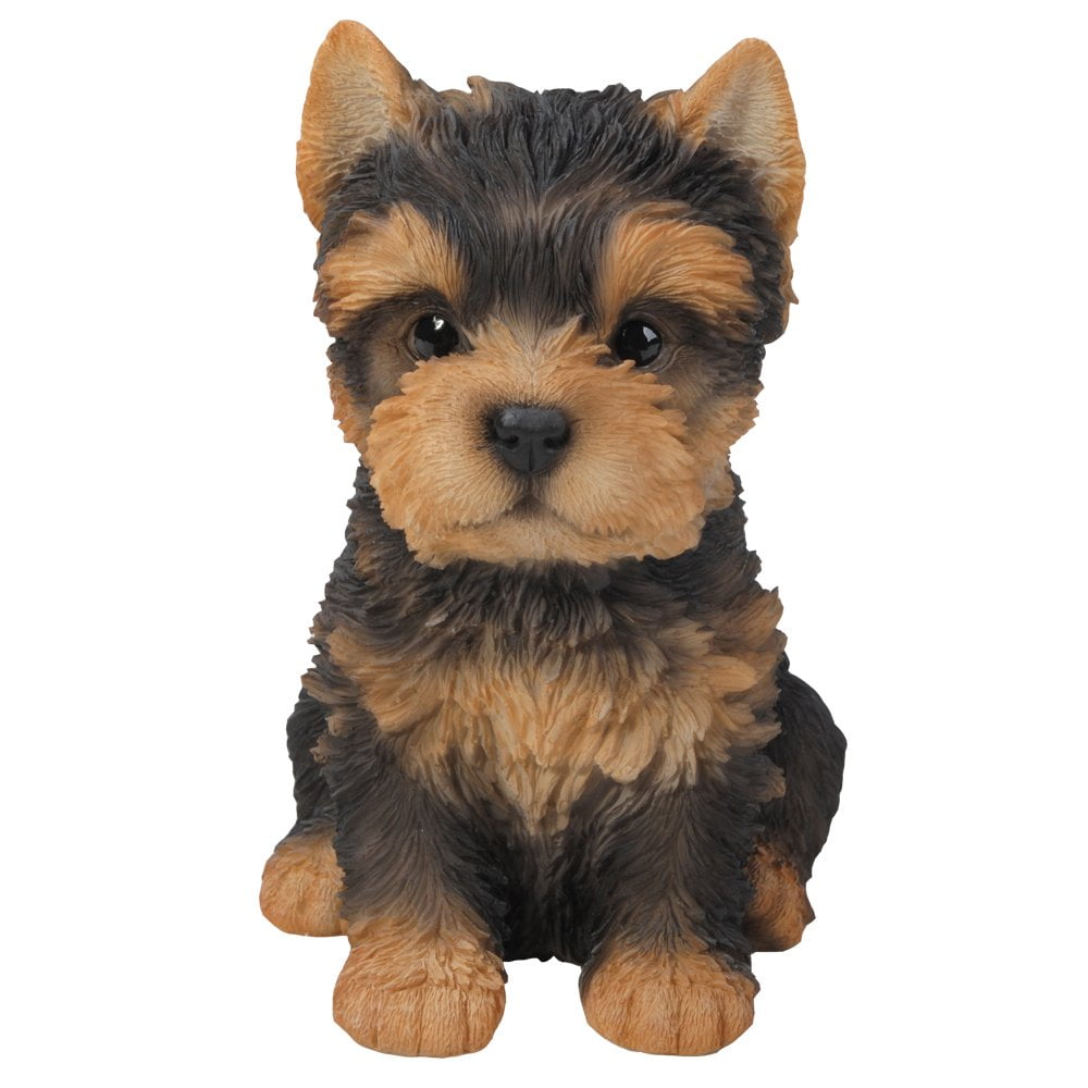 Hand-Painted Resin Yorkshire Terrier Puppy Figurine, 6.25 inches