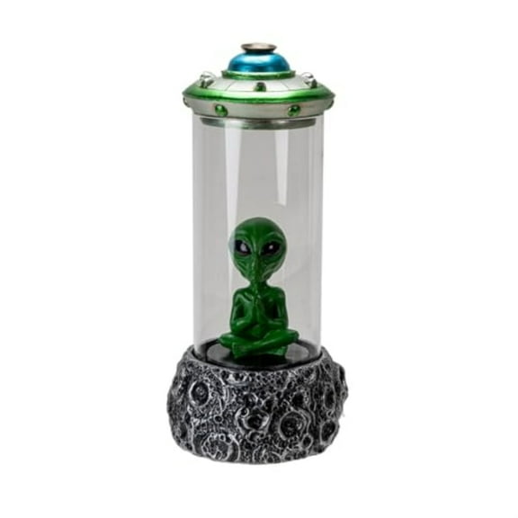 Pacific Giftware Alien UFO Backflow Incense Burner with Sci-Fi Spaceship Design Unique Resin Decor for Aromatherapy and Space-Themed Home Accents 9.13" Tall