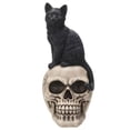 thumbnail image 1 of Pacific Giftware Black Cat on Skull Figurine, 9.57-Inch Height, Multicolor, 1 of 1