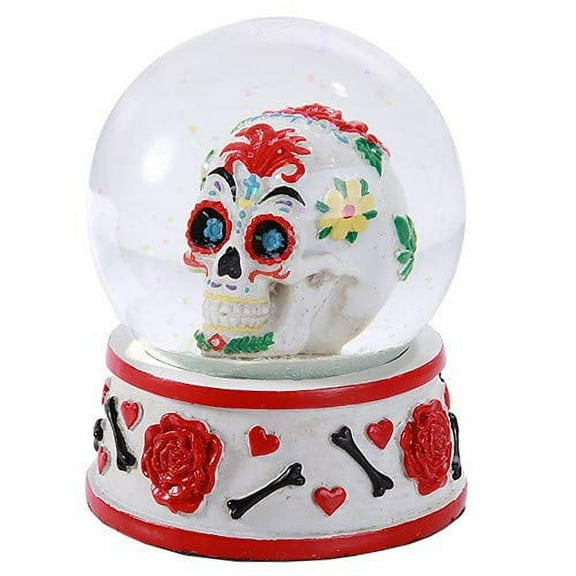 Pacific Giftware Day of The Dead Sugar Skull Head Water Globe 80mm Home Decor Gift Collectible