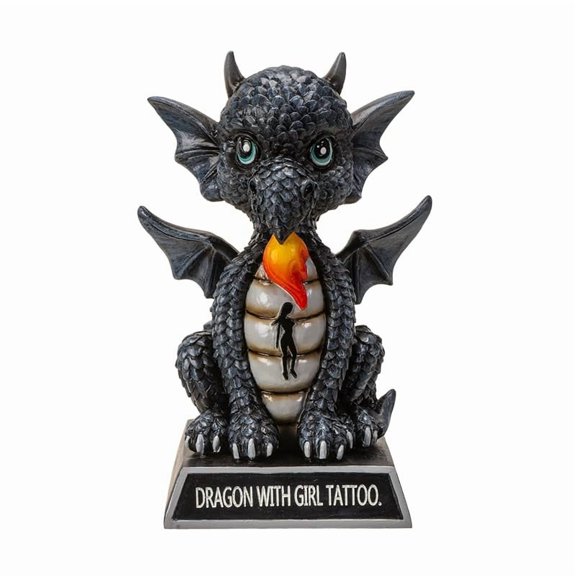 Pacific Giftware Dragon Collectible Figurine Dragon Girl Tattoo and Flame Design Handcrafted Resin Ideal for Dragon Enthusiasts Fantasy Collectors and Home Decor 6 Inches Tall