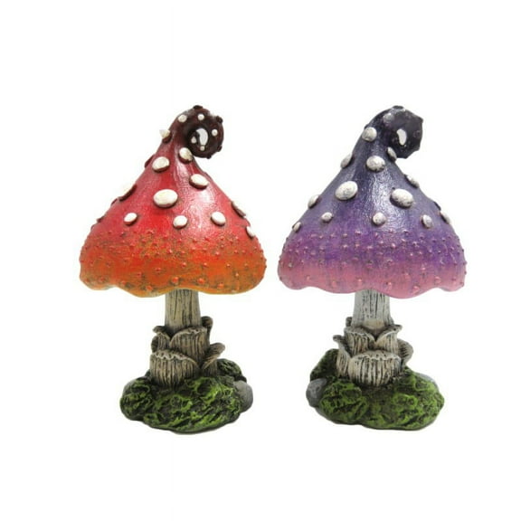 Pacific Giftware Enchanted Garden Decorative Mushrooms Set of 2 Mini Fairy Garden Decorative Accessory 4.75 inch Tall