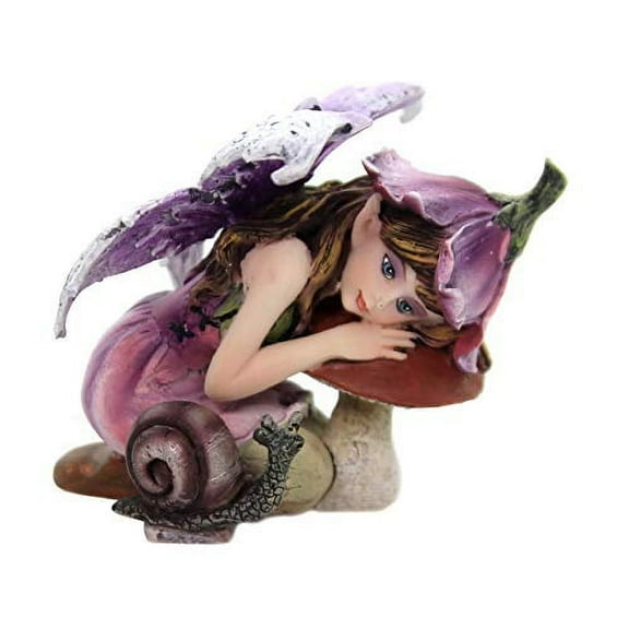 Pacific Giftware Fairy Garden Flower Fairy with Toadstool and Snail Decorative Mini Garden of Enchantment Figurine 3 Inch