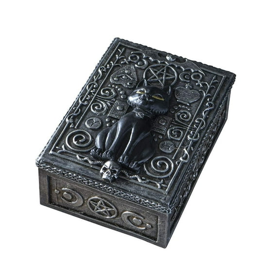 Pacific Giftware Fortune Telling Black Cat Reader Design Sculptural Tarot Box Jewelry Trinket Keepsake Fengshui Lucky Talisman Home Accent Decor 5.25"L