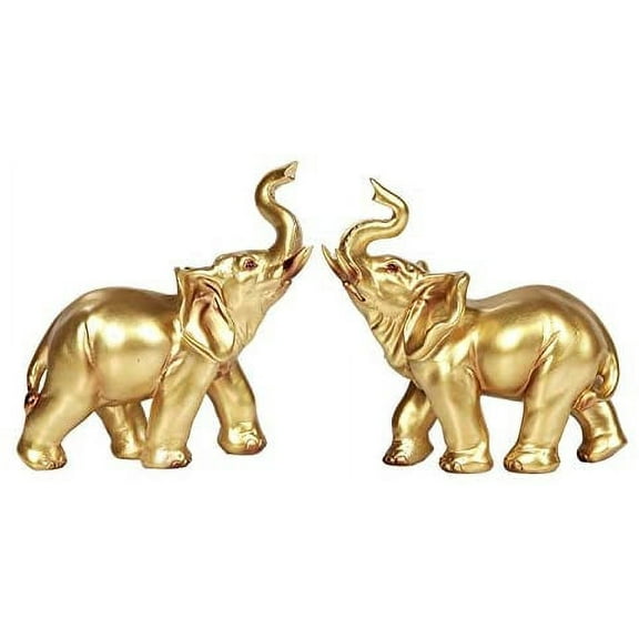 Pacific Giftware Golden Elephant Set of 2 Lucky Home Decor