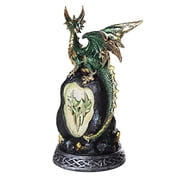 Pacific Giftware Green Mystic Forest Dragon with LED Light On Crystal Rock Mountain 7.5H