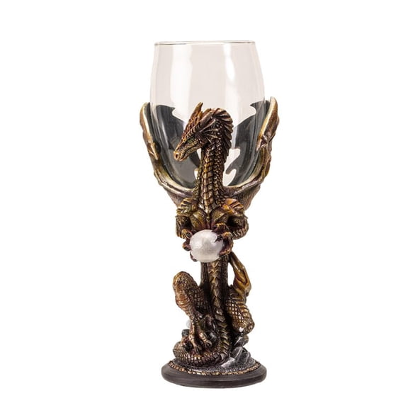 Pacific Giftware Medieval Dragon Crystal Orb Wine Goblet by Ruth Thompson 7oz Detailed Dragon and Dungeon Resin Cup with Mystical Design Unique Fantasy Goblet for Parties or Gifts