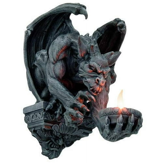 Pacific Giftware Menacing Winged Gargoyle Candle Holder Wall Sconce Sculpture Wall Decor 12.5 Inches