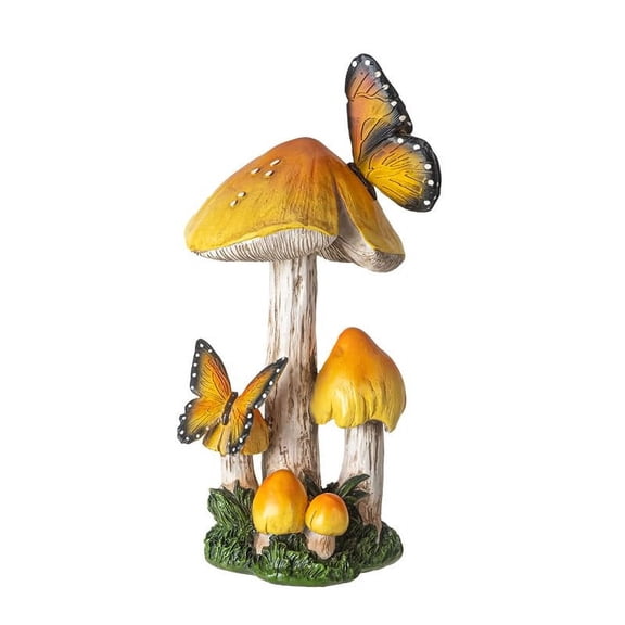 Pacific Giftware Mushrooms with Butterflies Garden Sculpture Whimsical Mushroom Decor for Forest Fairy Gardens or Outdoor and Indoor Mushroom Decor 13.19" Tall