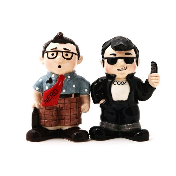 Pacific Giftware Nerd & Cool Guy Salt and Pepper Shaker Set - Ceramic Collectibles