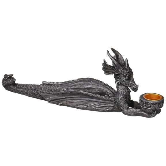 Pacific Giftware PTC 10 Inch Dragon Hand Painted Resin Incense and Candle Holder, Gray, Multi Color