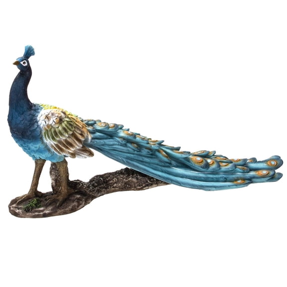 Pacific Giftware Realistic Animal Beautiful Peacock Home Decor Resin Figurine, 14" x 4" x 7.5"