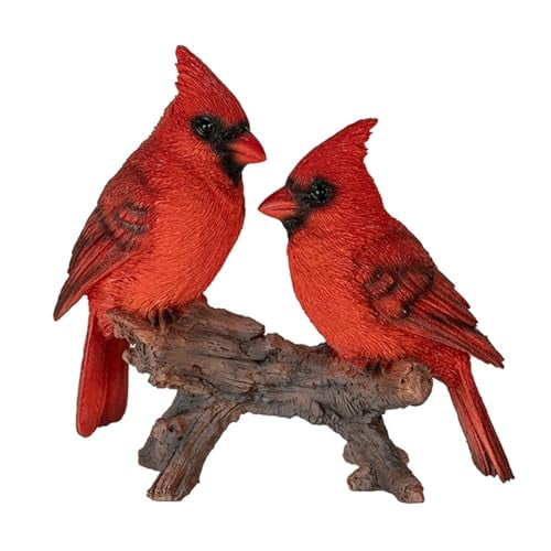 Pacific Giftware Sitting Cardinals on Stump Figurine, 6.5-inch Length, Tabletop Decoration
