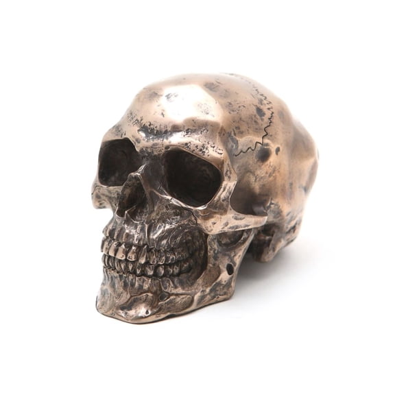 Pacific Giftware Skeleton Skull Statue Figurine, 3.25" H, Bronze