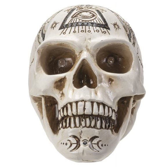 Pacific Giftware Skull with LED Figurine, 7.2-inch Width, Resin, White, Home Dcor, Tabletop Dcor, Halloween