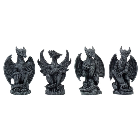 Pacific Giftware Small Warrior Dragon Gargoyle Figurines 4 Piece Set