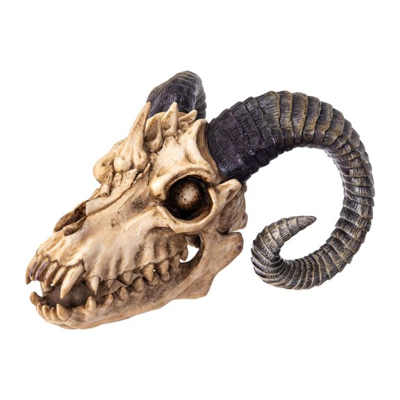 Pacific Giftware The Beast Skull Sculpture, Resin, Rustic Bone Finish, Green, Tabletop, Home Decor, Medium
