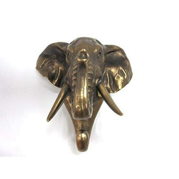 Pacific Giftware Wild Animal Head Single Wall Hook Hanger Animal Shape Rustic Faux Bronze Decorative Wall Sculpture (Elephant)