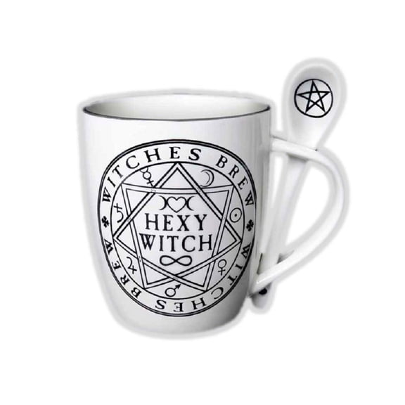 Pacific Giftware Witches Brew Hexy Witch Mug and Spoon by Alchemy England