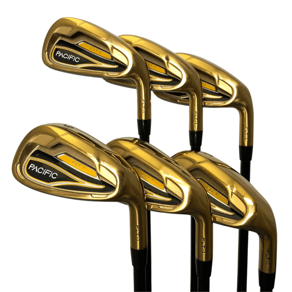 Pacific Golf Clubs Men's FLT-1 Gold Premium Iron Set #6-SW Senior Flex Graphite
