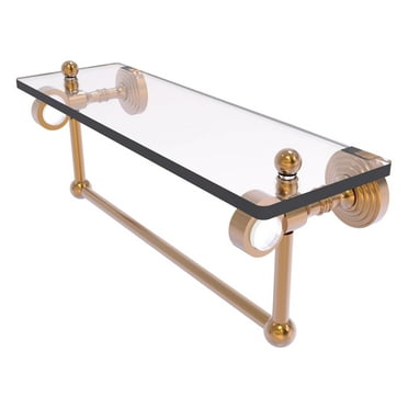Pacific Grove Collection 16-in Glass Shelf with Towel Bar in Brushed Bronze