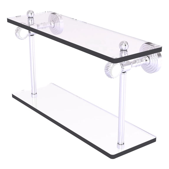 Pacific Grove Collection 16-in Two Tiered Glass Shelf with Twisted Accents in Satin Chrome