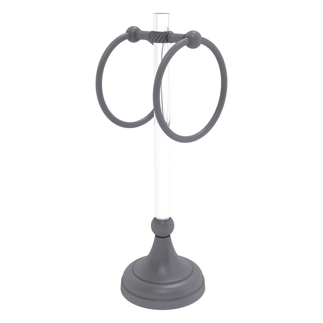 Pacific Grove Collection 2 Ring Vanity Top Guest Towel Ring with Twisted Accents in Matte Gray