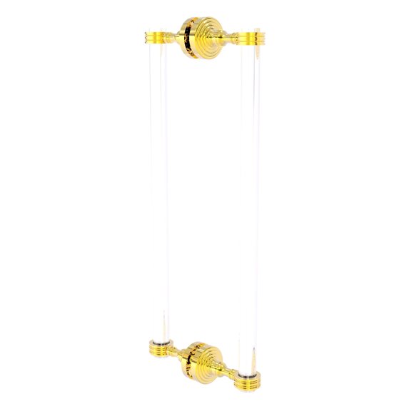 Pacific Grove Collection Back to Back Shower Door Pull with Dotted Accents - Polished Brass / 18 Inch