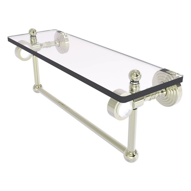 Pacific Grove Collection Glass Shelf with Towel Bar with Smooth Accents - Polished Nickel / 16 Inch