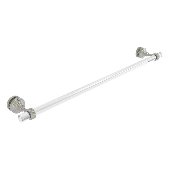 Pacific Grove Collection Shower Door Towel Bar with Grooved Accents - Satin Nickel / 30 Inch