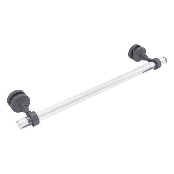 Pacific Grove Collection Shower Door Towel Bar with Smooth Accents - Matte Gray / 18 Inch