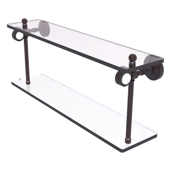 Pacific Grove Collection Two Tiered Glass Shelf with Smooth Accents - Venetian Bronze / 22 Inch