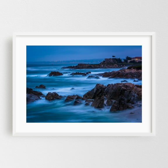 Pacific Grove Twilight - Monterey California Photography White Framed Wall Art Print 12 x 18 inches